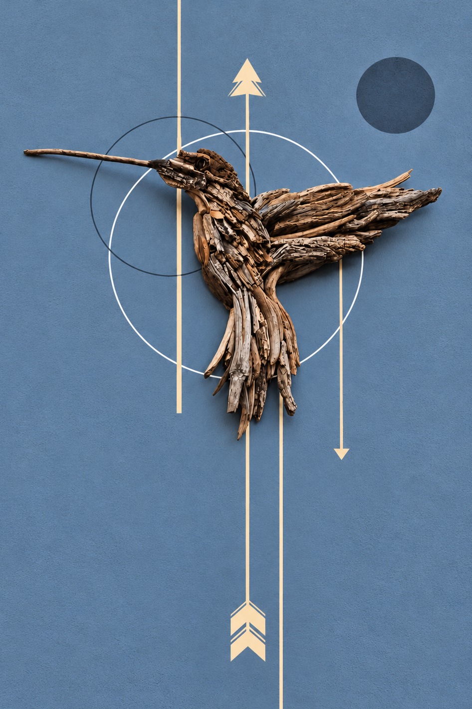 Driftwood hummingbird wall piece