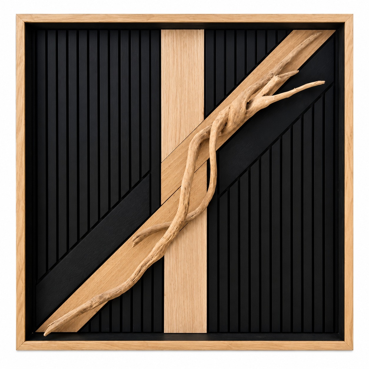 Oak and driftwood diagonal panel piece