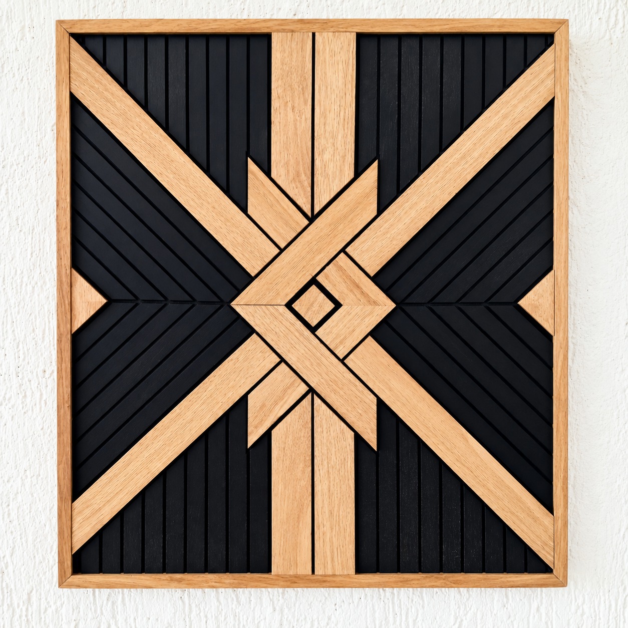 Oak and driftwood geometric star panel piece